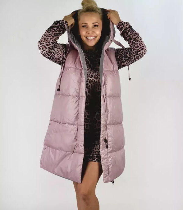 Naiste kahepoolne vest, roosa-hall