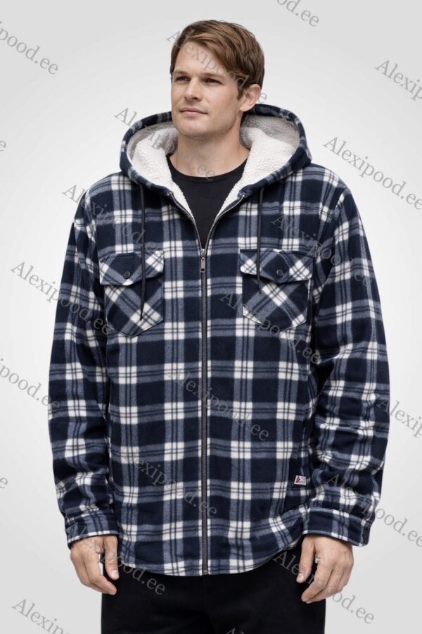 Kapuutsiga soe meeste särk pehme voodriga 5XL-9XL