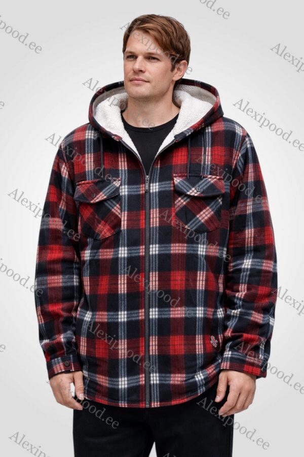 Kapuutsiga soe meeste särk pehme voodriga 5XL-9XL