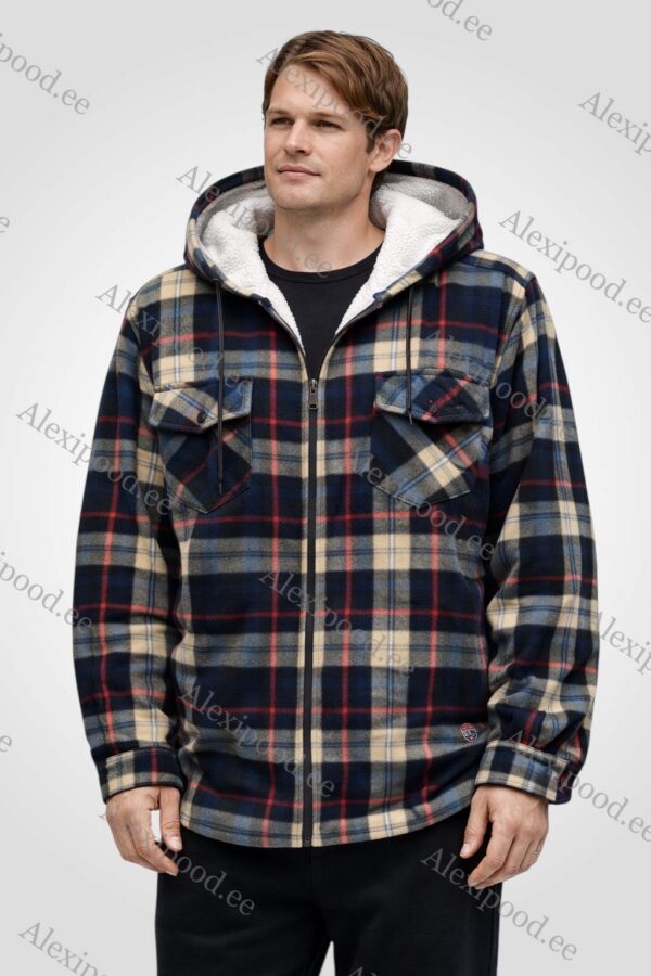 Kapuutsiga soe meeste särk pehme voodriga 5XL-9XL