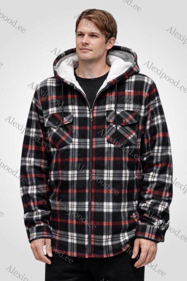 Kapuutsiga soe meeste särk pehme voodriga 5XL-9XL