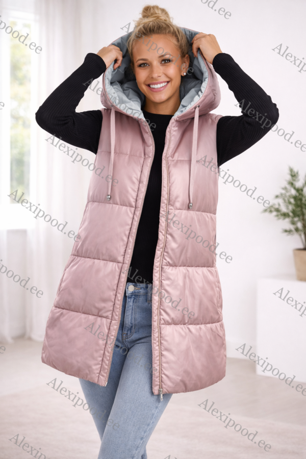 Naiste kahepoolne vest, roosa-hall