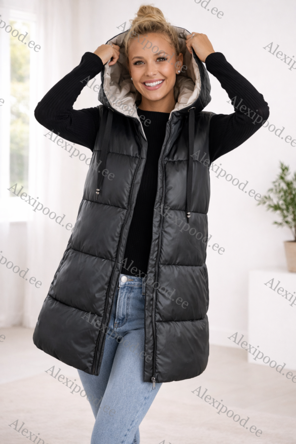 Naiste kahepoolne vest, must-hall