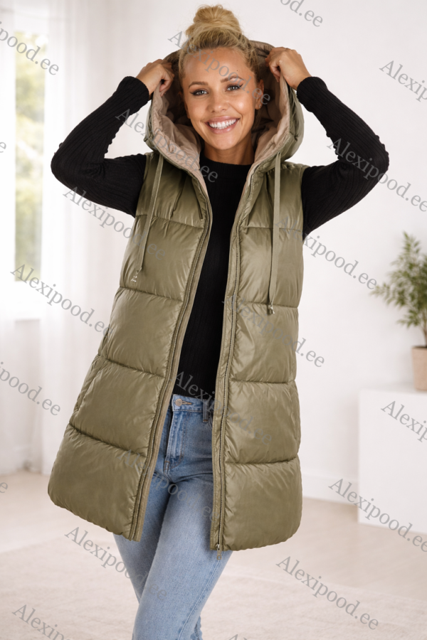 Naiste kahepoolne vest, roheline-beez