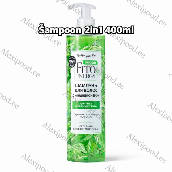 Belle Jardin Šampoon juustele “Vegan Fito Energy”, kanepiõliga