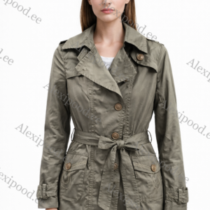 Klassikaline naiste trench-mantel vööga